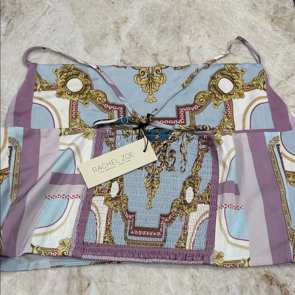 Rachel Zoe Blue and Gold Patterned Top - Picture 3 of 6